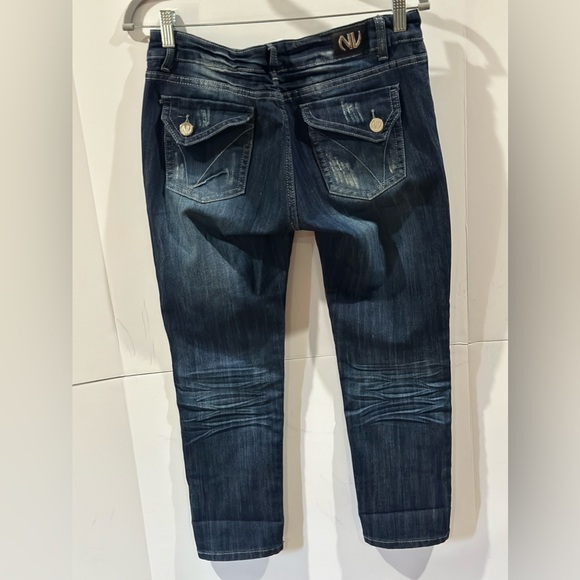 NV Capri Jeans Distressed Straight Leg Dark Blue Size 9 - Picture 5 of 7